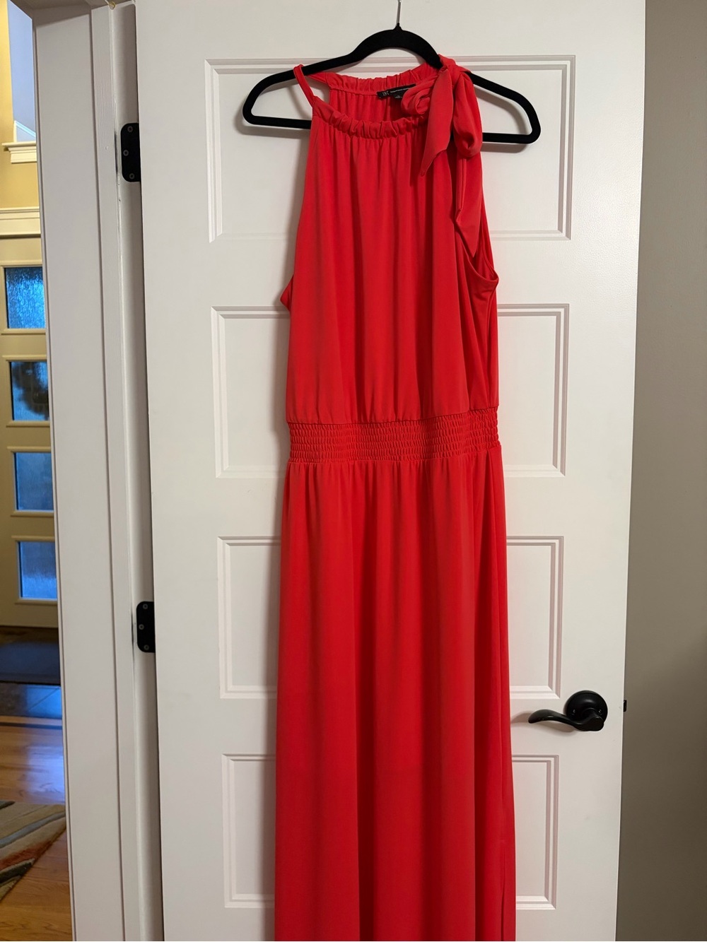 INC International Concepts Red One-Shoulder Maxi Dress with Tie